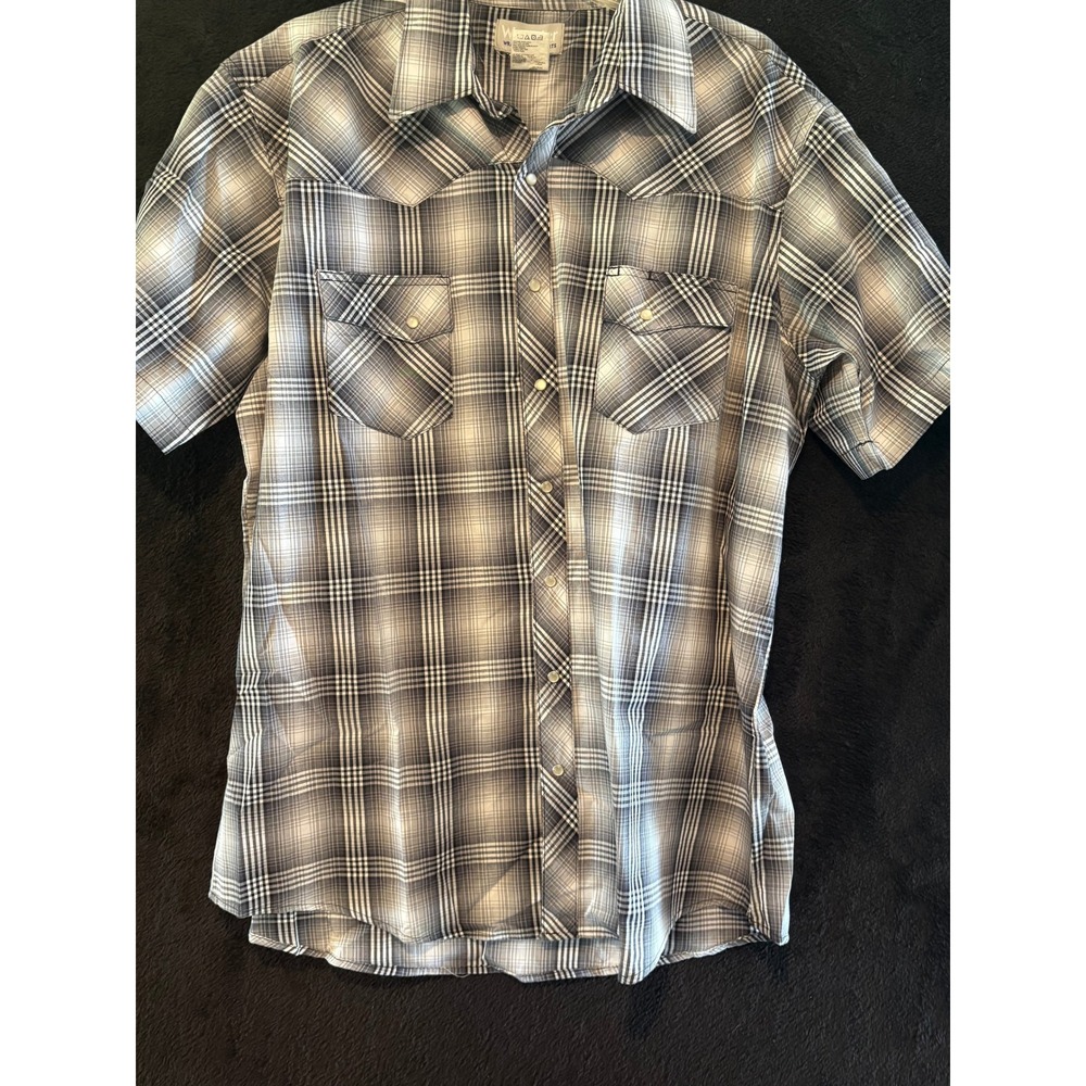 Wrangler Wrancher Western Shirt Plaid Short Sleeve Cowboy XL/TG/XG‎